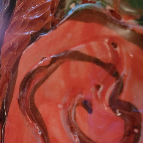 Handcrafted Ceramic Art Platter with Orange and Blue Design - Picture 9 of 12